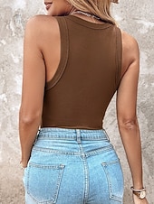  Per donna Canotta Semplice Moda Elegante Casual Senza Maniche Girocollo Top Regolari Quotidiano Uscire Weekend Nero Bianco Giallo Marrone Verde Estate Primavera