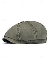 cheap Men's Hats-Men's Washed Cotton Newsboy Cap, Multi-Color Adjustable Ivy Flat Beret Hat for Travel, Vacation, Outdoor Activities and Everyday Casual Wear