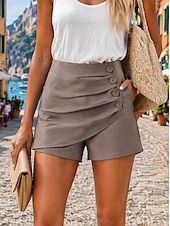 preiswerte Heiße Shorts-Damen Baumwoll Mischung Shorts Sommershorts Strandshorts Urlaub Mode Alltagstauglich Kurz Mittlere Taille Einfarbig Reißverschluss Elastischer Bund Schnalle Komfort Schnelltrocknend Weich