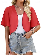 economico impacchi per gli invitati al matrimonio-Scialle Donna Bolero Coprispalle Scialli della Madre Scialli della Sposa Elegante Signore Formale Manica Corta Chiffon Stole da matrimonio Con Colore puro Per Quotidiano Primavera &amp; Estate