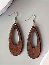 abordables Boucle d&amp;#39;oreille pour femme-Boucles d'oreilles pendantes bohèmes en bois pour femmes, boucles d'oreilles géométriques vintage aux styles variés, parfaites pour les vacances à la plage, les séjours estivaux et le quotidien.