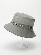 baratos Chapéus Masculinos-Chapéu bucket masculino respirável e leve em poliéster, várias cores, secagem rápida, ideal para férias na praia, pesca, caminhadas e uso casual no dia a dia.