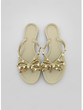 billige Sklisandaler-svarte sløyfeflip-flops med pigg for kvinner – elegante strandsandaler med komfortabel flat såle for sommerbruk