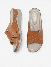 baratos Sandálias Confortáveis-Sandálias femininas marrons com suporte para o arco do pé – chinelos de dedo com tiras cruzadas irregulares, sandálias leves e acolchoadas para maior conforto, ideais para uso interno e caminhadas.