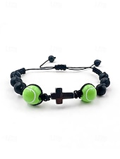 abordables Accesorios-Pulsera deportiva para hombre de materiales mixtos con motivos de fútbol y baloncesto. &amp;Cuentas de fútbol, tamaño ajustable, accesorio de apoyo para aficionados, ropa informal para el día del partido,