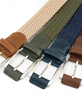 preiswerte Herrengürtel-Geflochtener Herren-Stretchgürtel mit Kunstlederbesatz, verstellbarer, gewebter Freizeitgürtel in verschiedenen Farben für den Alltag, Strandurlaub, Reisen und Resort-Looks