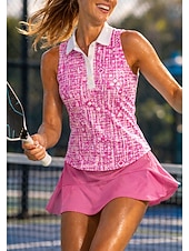 abordables Camisa de Mujer-Mujer Geométrico Camisa deportiva Camisas de polo Camiseta sin mangas Camiseta de tenis Sin Mangas Floral Botones UPF50+ Resistente a los rayos UV Alta elasticidad Dispersor de humedad Transpirable