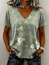 economico T-shirt floreale-Per donna Maglietta Stampato Floreale Grafico Elegante Classico Casual Manica Corta Scollo a V Top Regolari Casuale Quotidiano Blu Rosa Viola Verde Estate Primavera