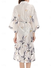 preiswerte Bademäntel für Damen-Damen Freizeitkleidung Robe Nachthemd Mode Lässig Grafik Satin-Seidenpyjamas Patchwork Kleid Urlaub Straße Date Halbarm V Ausschnitt Meerblau Schwarz Weiß Rote Grau Sommer Frühling Lässiger Schnitt