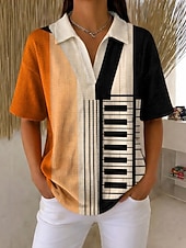 ieftine Bluze în dungi și geometrice-Pentru femei Cămașă Waffle Cămașă casual Topuri de vară Grafic Geometric Abstract Epocă Stilat Fără manșon Manșon scurt Topuri obișnuite Casual Zilnic În aer liber Roz Îmbujorat Portocaliu Kaki Var
