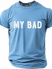 Χαμηλού Κόστους Σαρκαστικό Χιούμορ T-shirts-Ανδρικά Σαρκαστικός Μπλουζάκι Κοντομάνικο Κοντομάνικη μπλούζα 3D εκτύπωση Στρογγυλή Ψηλή Λαιμόκοψη Πουκάμισο Μοντέρνα Υψηλής Ποιότητας Απλός Causal Καθημερινά Πάρτι Θαλασσί Μπλε Απαλό Μπλε της Λίμνης