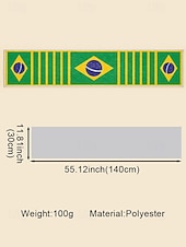 お買い得  アクセサリー-ブラジル国旗柄のメンズポリエステルタオルスカーフ。サッカーの試合観戦、スタジアムイベント、スポーツ観戦、普段使いに最適な、柔らかいサッカーファン応援スカーフです。