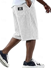  Férfi Rövidnadrágok Alkalmi rövidnadrág Corduroy Shorts Zseb Rugalmas derék Egyszerű Sima Mokaszinok Légáteresztő Térdhossz Hétköznapi Szabadtéri Vakáció Szabadság Divat Fekete Fehér Mikroelasztikus