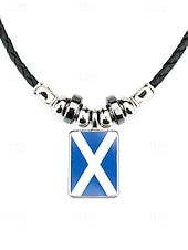 preiswerte Zubehör-Herren-Legierung &amp;Acryl-Halskette mit Anhängern in Nationalflaggen-Optik, verschiedene Ländermotive, lässiger Boho-Stil, perfekt für Fußballfans, Spieltage und Outdoor-Aktivitäten. &amp;Alltagskleidung