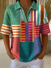  Damen Sommeroberteile Grafik Geometrisch Elegant Vintage Stilvoll Kurzarm V Ausschnitt Normale Oberteile Lässig Täglich Rote Grün Grau Sommer Frühling