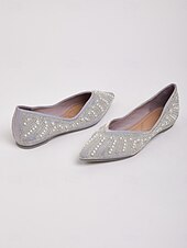 Χαμηλού Κόστους αξεσουάρ-Γυναικεία Τεχνητό διαμάντι Επίπεδο Τακούνι Μυτερή Μύτη Κομψό Γκρίζο