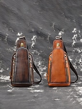 preiswerte Taschen für Herren-Herren-Umhängetasche aus Vollnarbenleder, geräumige Crossbody-Tasche mit mehreren Fächern und verstellbarem Riemen, stilvolle Farben in Kaffee und Braun für den Alltag, Pendeln und Geschäftsreisen