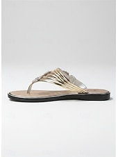 economico Infradito scivolosi-sandali da donna con strass dorati, eleganti scarpe estive basse per la spiaggia, casual e per le vacanze