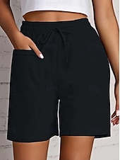 economico Pantaloncini Bermuda-Per donna Bermuda Chinos Shorts Pantaloni Eleganti Vacanza Essenziale Comfort Corto Vita Alta Semplice Coulisse Comodità Elasticizzato Quotidiano Casual Quotidiano Blu Rosso Aalbicocca Nero Estate