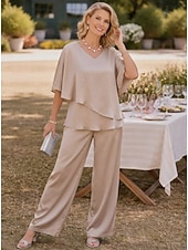  Pentru femei Bluză Seturi de pantaloni Pantaloni cu picioare largi Lungime Manșon 3/4 În V Culoare solidă Simplu Bufantă Modă Șic Stradă Zilnic Casual Zilnic Vacanță Roz Îmbujorat Mov Kaki Primăvara