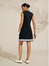 お買い得  デザイナーコレクション-女性用 ゴルフドレス ブラック / ホワイト ノースリーブ ドレス レディース ゴルフウェア ウェア アウトフィット ウェア アパレル
