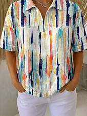  Жен. Вафельная рубашка Повседневная рубашка Летние вершины Графика Геометрический принт Элегантный стиль Активный Отпуск Без рукавов Обычные топы Повседневные на открытом воздухе Офис