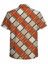  רטרו\וינטאג' היפי שנות ה-70 חולצה שרוולים קצרים היפי גיאומטרי רטרו תחפושות בגדי ריקוד גברים פסטיבל מוזיקה מפלגה לבוש יומיומי מבוגרים חולצה אביב קיץ