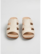 Χαμηλού Κόστους Σανδάλια Slide-Γυναικεία μεταλλικά σανδάλια – με χρυσό ανάγλυφο σχέδιο, κυβικό τακούνι, εύκολο slip-on, ιδανικά για αποδράσεις στην εξοχή και υπαίθριες συγκεντρώσεις