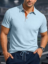  Per uomo Testurizzato Polo a Maglia Waffle Casuale Affari Classico Manica Corta Moda Moderno Tinta unica Asciugatura Rapida Bottoni Estate Primavera Vestibilità regolare Blu Nero Bianco Blu marino