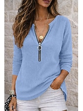 economico Bluse Semplici-Per donna Camicia Camicia a nido d'ape Camicia popover Camicia casual Patchwork Tinta unica Semplice Vacanza Vintage Moda Manica Lunga Scollo a V Top Regolari Abbigliamento casual alla moda Spiaggia