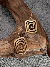 voordelige Damesoorbellen-Damesoorbellen in bohemian stijl met geometrische spiraalvormige hangers van legering, goud- en zilverkleurige statement oorbellen voor strandvakanties, casual zomeroutfits en dagelijks gebruik.