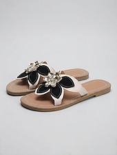cheap Slide Sandals-Women's Yellow Floral Slide Sandals – Open Toe Lightweight Summer Slippers, Casual Comfort Flats with Flower Detail for Vacation, Beach, Garden &amp; Daily Wear