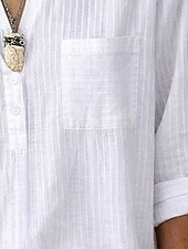 preiswerte Einfache Blusen-Damen 100% Baumwolle Hemd Popover Hemd Sommerhemd Shirt Einfarbig Schlicht Urlaub Mode Lässig Langarm Rundhals Lange Tops Streetwear Strand Feiertag Weiß Sommer Frühling Herbst