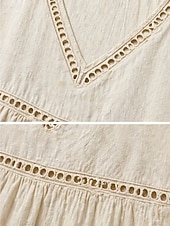 economico Vestito bianco-Per donna Abito Midi Abito a trapezio Casual All'aperto Spiaggia Uscire Vestibilità comoda Tinta unica Manica 3/4 Scollo a V Blu Nero Giallo Rosa Estate Primavera