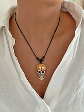 voordelige Heren sieraden-Halsketting voor heren in bohemian vintage stijl, gemaakt van acryl, met verschillende hangeropties, waaronder een schildpad en ivoor, en een verstelbaar koord. Ideaal voor een strandvakantie,