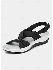 economico Sandali Piani-sandali da donna con cinturino posteriore annodato grigio – sandali da passeggio leggeri con plateau ammortizzato, cinturino regolabile e supporto dell'arco plantare