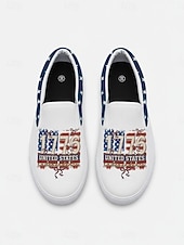 billiga Kvinnoskor-USA:s 250-årsjubileum Dam America slip-on canvas sneakers - Patriotisk USA-flagga tryck Lätta andningsbara vardagsskor för självständighetsdagen parader  vardagligt streetwear