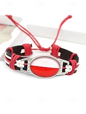 abordables Accesorios-Pulsera de hombre de piel sintética y acrílico con la bandera nacional, pulsera multinacional para aficionados al fútbol, para el día del partido, para animar en el estadio, para ropa deportiva informal y para el día a día.