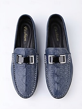 cheap Men-Men's Navy Buckle Loafers Slip-On Casual Driving Shoes Lightweight Comfort Moccasins for Resort Evenings, Vacation Dining, Coastal Getaways, Cruise Wear and Smart Casual Night Outfits