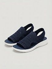 baratos Sandálias de Desporto-Sandálias esportivas femininas de malha azul – tecido elástico respirável, sandálias leves e confortáveis com sola acolchoada, ideais para caminhadas e viagens no verão. &amp;roupa para uso diário
