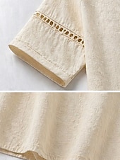 economico Vestito bianco-Per donna Abito Midi Abito a trapezio Casual All'aperto Spiaggia Uscire Vestibilità comoda Tinta unica Manica 3/4 Scollo a V Blu Nero Giallo Rosa Estate Primavera