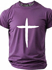  Hombre Cruz Camiseta Manga Corta Camiseta Impresión 3D Cuello Barco Camisa Moda Design Sencillo Casual Diario Fiesta Rojo Verano Primavera Ropa S M L XL XXL XXXL