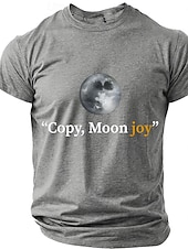 preiswerte Magliette divertenti da uomo-Men's "Copy, Moon joy" Full Moon Graphic T Shirt Short Sleeve Crew Neck Astronomy Space Lover Sarcastic Humor Quote Teal Blue Relaxed Fit Birthday Gift Designer Clothing Apparel