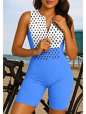 billiga Klädset för kvinnor-Dam Triathlondräkt Cykeltröja set Ärmlös Sommar Gul Rodnande Rosa Rubinrött Prickig Cykel 3D Tablett Torkar snabbt Snabb tork UV-Resistent Dragkedja fram sporter Kläder