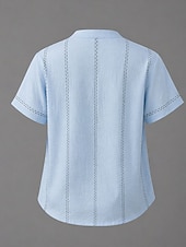 levne jednoduché tričko-Dámské Tričko Tričko Henley Tričko Top Knoflíky Proužky Módní Krátký rukáv Henley Běžné topy Ležérní Plážové léto Bílá Světlá růžová Nebeská modř Léto Jaro