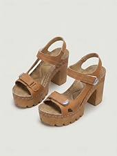 economico Sandali con tacco-Sandali da donna rossi con plateau e tacco a blocco – sandali a punta aperta con suola spessa e cinturino regolabile, scarpe estive casual alla moda per viaggi e feste in giardino &amp;abbigliamento