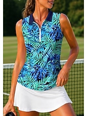 cheap Women's Shirt-Women's Tropical Tops Sport Shirt Golf Polo Shirt Tennis Shirt Sleeveless Zipper Floral UPF50+ UV Resistant High Elasticity Moisture Wicking Breathable Volleyball Tennis Golf Turndown Zip Collar
