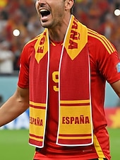 abordables Accesorios-Bufanda de toalla de poliéster para hombre con estampado de la bandera de España, bufanda suave para aficionados al fútbol, ideal para animar en los días de partido, eventos en estadios, retransmisiones deportivas y uso diario informal.