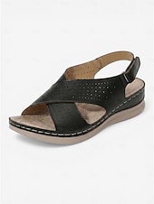 abordables Sandales Confort-Sandales bleues confortables pour femmes avec soutien de la voûte plantaire – chaussures de marche respirantes à brides croisées, sandales d'été légères et souples idéales pour les voyages et le
