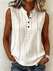  Women's Shirt Casual Shirt Bohemia Vacation Fashion Sleeveless Crop Tops Casual Daily Work Blue Pink Beige Summer Spring